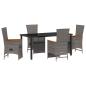 Preview: 5-teiliges Gartendinner-Set mit Kissen Grau Poly Rattan