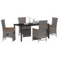 Preview: 5-teiliges Gartendinner-Set mit Kissen Grau Poly Rattan