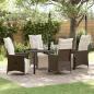 Preview: ARDEBO.de - 5-teiliges Garten-Dining-Set mit Kissen Braun Poly Rattan
