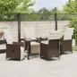 Preview: 5-teiliges Garten-Dining-Set mit Kissen Braun Poly Rattan