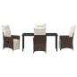 Preview: 5-teiliges Garten-Dining-Set mit Kissen Braun Poly Rattan