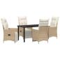 Preview: 5-teiliges Garten-Dining-Set mit Kissen Beige Poly-Rattan