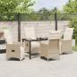 Preview: 5-teiliges Garten-Dining-Set mit Kissen Beige Poly-Rattan