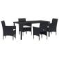 Preview: 5-teiliges Garten-Essgruppen-Set Schwarz Poly-Rattan