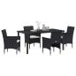 Preview: 5-teiliges Garten-Essgruppen-Set Schwarz Poly-Rattan