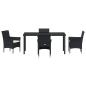 Preview: 5-teiliges Garten-Essgruppen-Set Schwarz Poly-Rattan