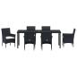 Preview: 7-teiliges Garten-Essbereich Schwarz Poly-Rattan