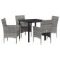 Preview: 5-teiliges Garten-Essset Grau Poly-Rattan