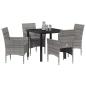 Preview: 5-teiliges Garten-Essset Grau Poly-Rattan