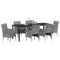 Preview: Garten Essgruppe 7 stk. Grau Poly-Rattan