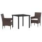 Preview: 3-teiliges Garten Esszimmer Set Braun Poly-Rattan