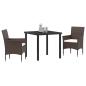 Preview: 3-teiliges Garten Esszimmer Set Braun Poly-Rattan