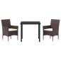 Preview: 3-teiliges Garten Esszimmer Set Braun Poly-Rattan