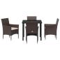 Preview: 5-teiliges Garten-Essset Braun Poly-Rattan
