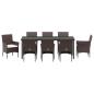 Preview: 9-teiliges Garten-Essset Braun Poly-Rattan
