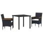 Preview: 3-teiliges Gartenessset aus schwarzem Poly-Rattan