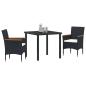 Preview: 3-teiliges Gartenessset aus schwarzem Poly-Rattan