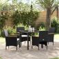 Preview: ARDEBO.de - 5-teiliges Garten-Essset Schwarz Poly Rattan