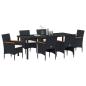 Preview: 7-teiliges Gartenessen-Set Schwarz Poly Rattan