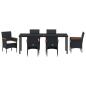 Preview: 7-teiliges Gartenessen-Set Schwarz Poly Rattan