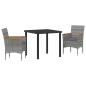 Preview: 3-teiliges Garten-Essgruppen-Set Graues Poly-Rattan