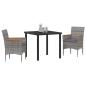 Preview: 3-teiliges Garten-Essgruppen-Set Graues Poly-Rattan