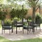 Preview: ARDEBO.de - 5-teiliges Garten Esszimmer Set mit Kissen Schwarz Poly Rattan