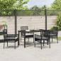Preview: 5-teiliges Garten Esszimmer Set mit Kissen Schwarz Poly Rattan