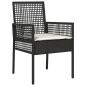 Preview: 5-teiliges Garten Esszimmer Set mit Kissen Schwarz Poly Rattan