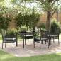 Preview: ARDEBO.de - 5-teilige Garten Essgruppe mit Kissen Schwarz Poly-Rattan