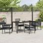 Preview: 5-teilige Garten Essgruppe mit Kissen Schwarz Poly-Rattan