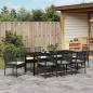 Preview: ARDEBO.de - 9-teiliges Garten Essset mit Kissen Schwarz Poly Rattan