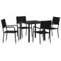 Preview: ARDEBO.de - 5-teiliges Garten Essset Schwarz Poly Rattan