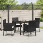 Preview: 5-teiliges Garten-Essstuhl-Set mit Kissen Schwarz Poly-Rattan