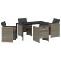 Preview: 5-teiliges Garten-Essgruppen-Set mit Kissen Grau Poly Rattan
