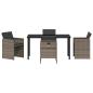 Preview: 5-teiliges Garten-Essgruppen-Set mit Kissen Grau Poly Rattan
