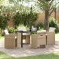 Preview: ARDEBO.de - 5-teiliges Garten-Essset mit Kissen, beiges Poly-Rattan