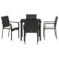 Preview: 5-teiliges Garten-Ess-Set mit Kissen Schwarz Poly Rattan