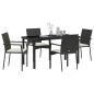 Preview: 5-teiliges Garten-Ess-Set mit Kissen Schwarz Poly-Rattan