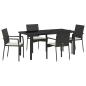 Preview: 5-teiliges Garten-Ess-Set mit Kissen Schwarz Poly-Rattan