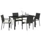 Preview: 5-teiliges Garten-Ess-Set mit Kissen Schwarz Poly-Rattan