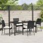 Preview: 5-teiliges Garten-Ess-Set mit Kissen Schwarz Poly-Rattan