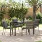 Preview: ARDEBO.de - 5-teilige Garten-Essgruppe mit Kissen Grau Poly Rattan