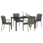 Preview: 5-teilige Garten-Essgruppe mit Kissen Grau Poly Rattan