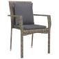 Preview: 5-teilige Garten-Essgruppe mit Kissen Grau Poly Rattan