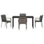 Preview: 5-teilige Garten-Essgruppe mit Kissen Grau Poly Rattan