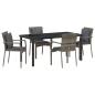 Preview: 5-teiliges Garten-Essset mit Kissen Grau Poly Rattan