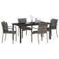 Preview: 5-teiliges Garten-Essset mit Kissen Grau Poly Rattan