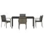 Preview: 5-teiliges Garten-Essset mit Kissen Grau Poly Rattan