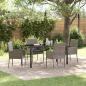 Preview: ARDEBO.de - 5-teiliges Garten-Ess-Set mit Kissen Grau Poly-Rattan